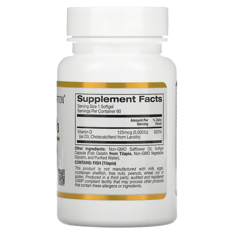 Витамин D3 [California Gold Nutrition] 90 капсул